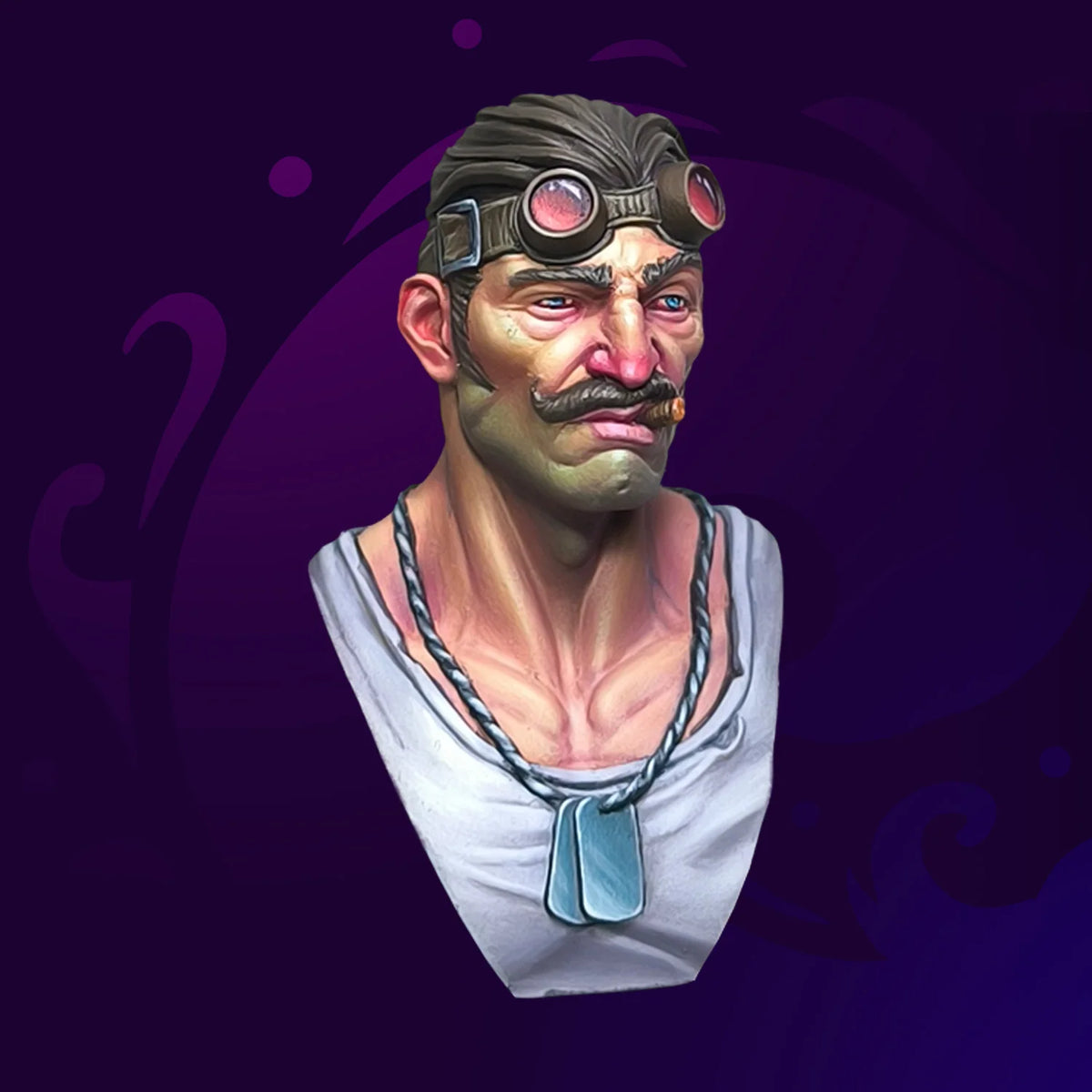 The Worker 1:10 resin bust by Javier Lopez – painted working-class man with goggles and dog tag