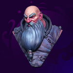 Dwarf 63mm resin bust by Javier Lopez – painted dwarf with long braided blue-grey beard