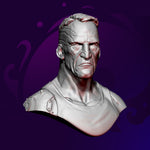 Connor 1:12 resin bust by Iván Mata – digital sculpt of a scarred soldier with armored shoulder plate