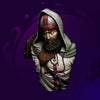 Knight 1:12 resin bust by Braňo Lukačovič – painted hooded crusader with red-cross surcoat