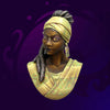 Zuri 1:10 resin bust by Asa – painted woman in a yellow head wrap with braids