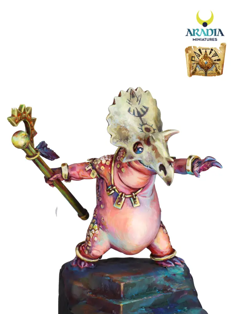Bufosaur alternate paint scheme – side view with golden staff