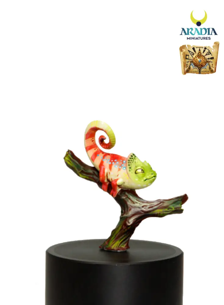 Chimmy resin chameleon by Aradia – painted red and green chameleon on a branch