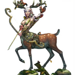 Diana Guardian of the Forest 75mm Aradia miniature – painted half-woman half-deer huntress with bow