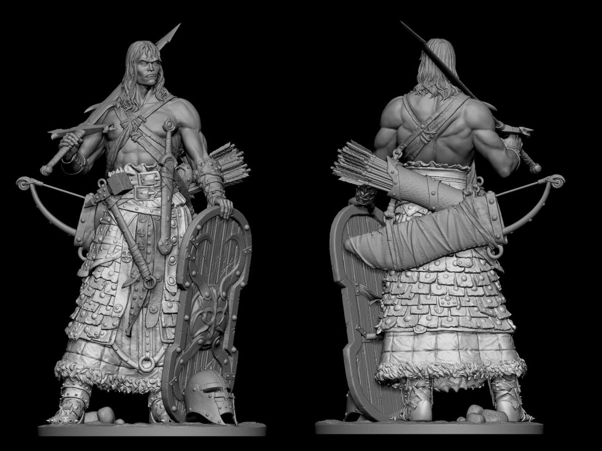 Krom unpainted grey resin, front and back
