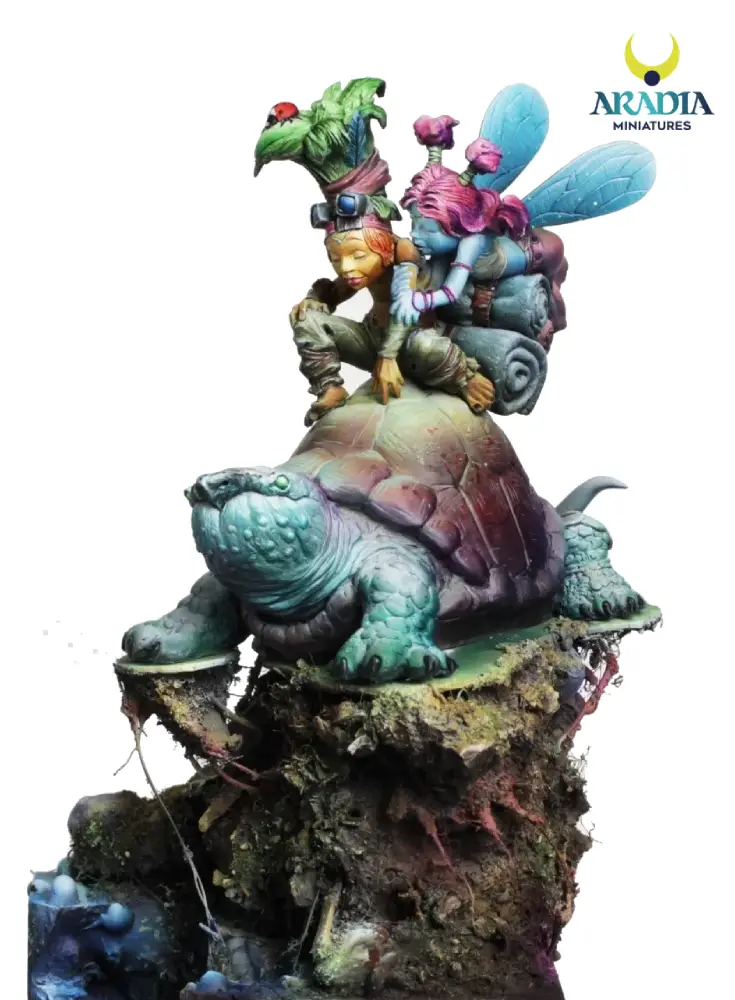 Sina and the Knight – alternate paint scheme with blue wings on a rocky base