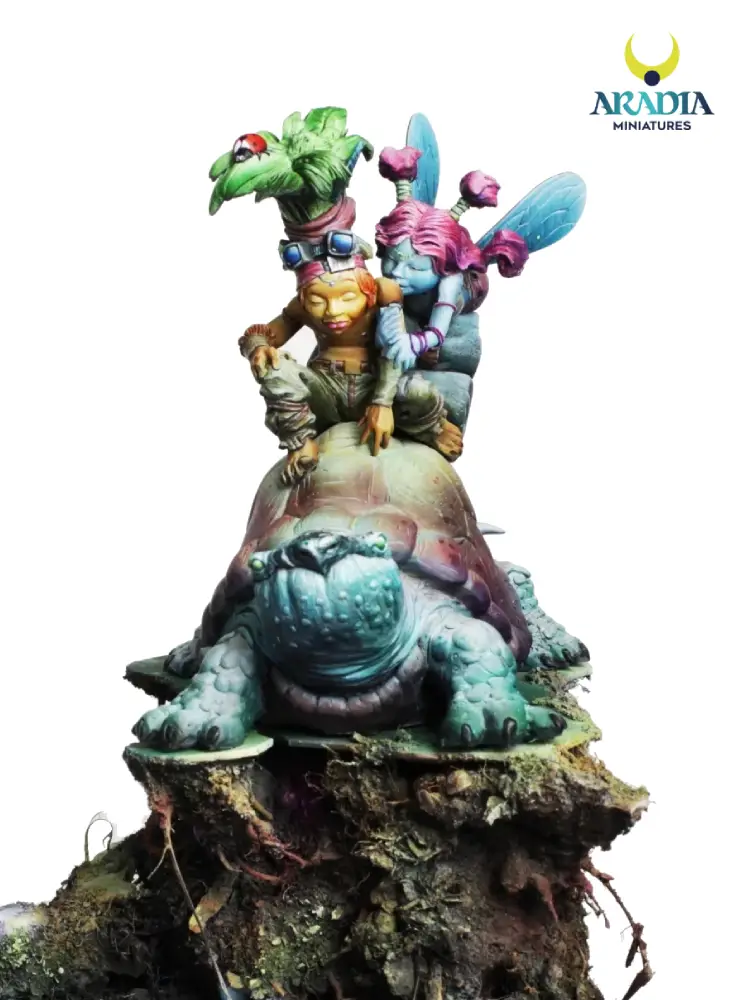 Sina and the Knight alternate paint scheme – front view of tortoise and riders