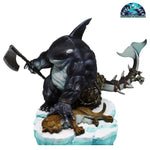 Tulkha the Killer Whale 90mm Aradia miniature – painted orca warrior with axe on an ice base