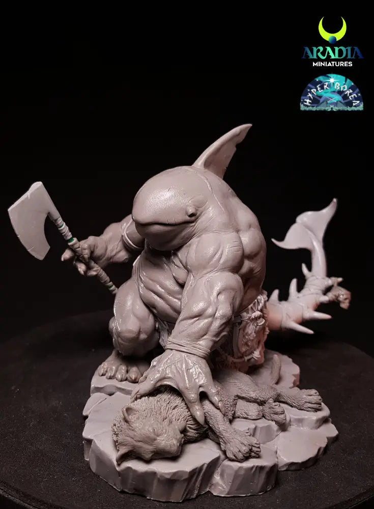 Tulkha unpainted resin – three-quarter view of the orca warrior