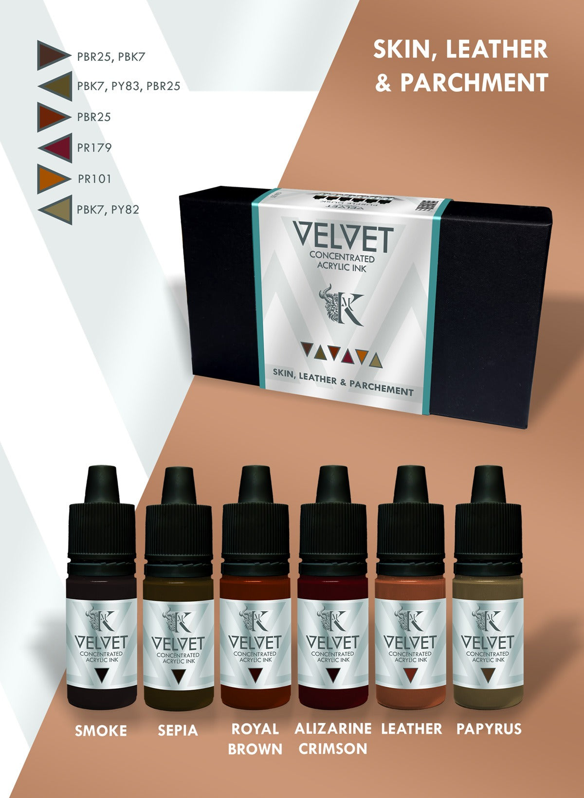 Skin, Leather, & Parchment - Velvet Ink Set