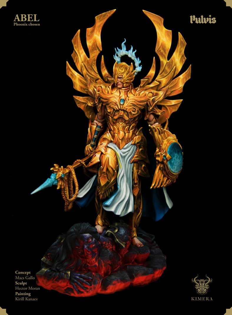 Abel angel Kimera painted gold, left side