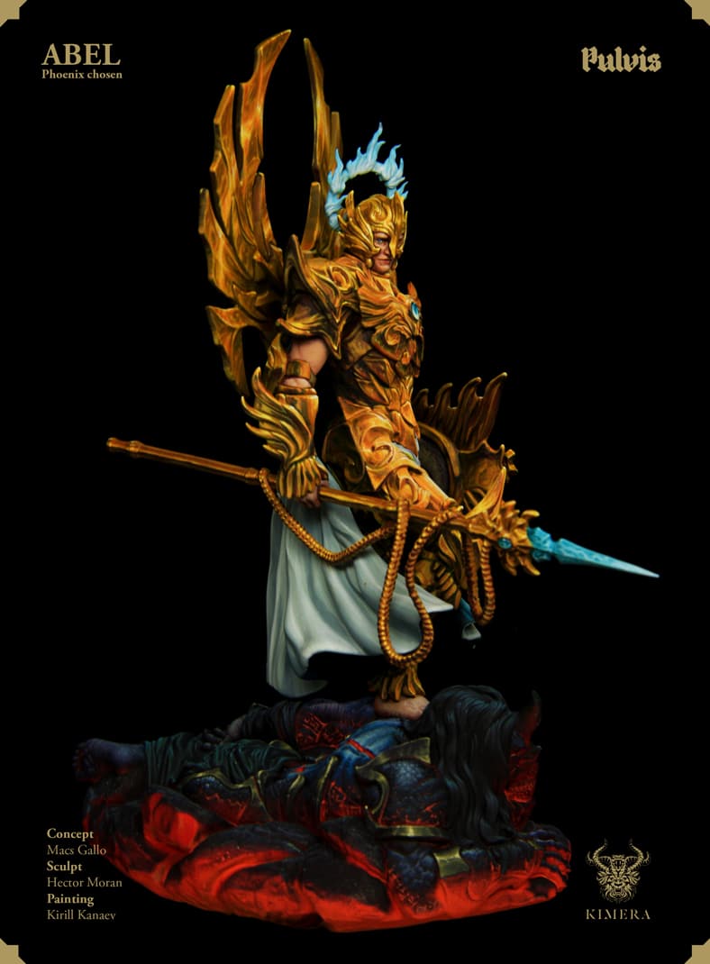 Abel angel Kimera painted gold, back view