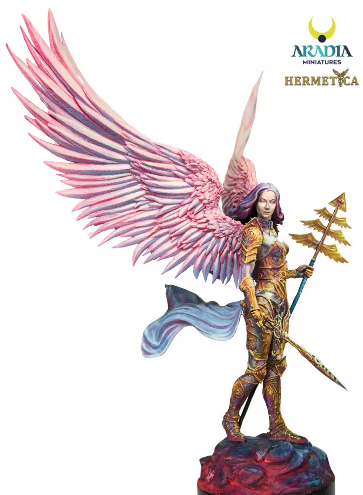 Anael Aradia angel painted pink wings, front
