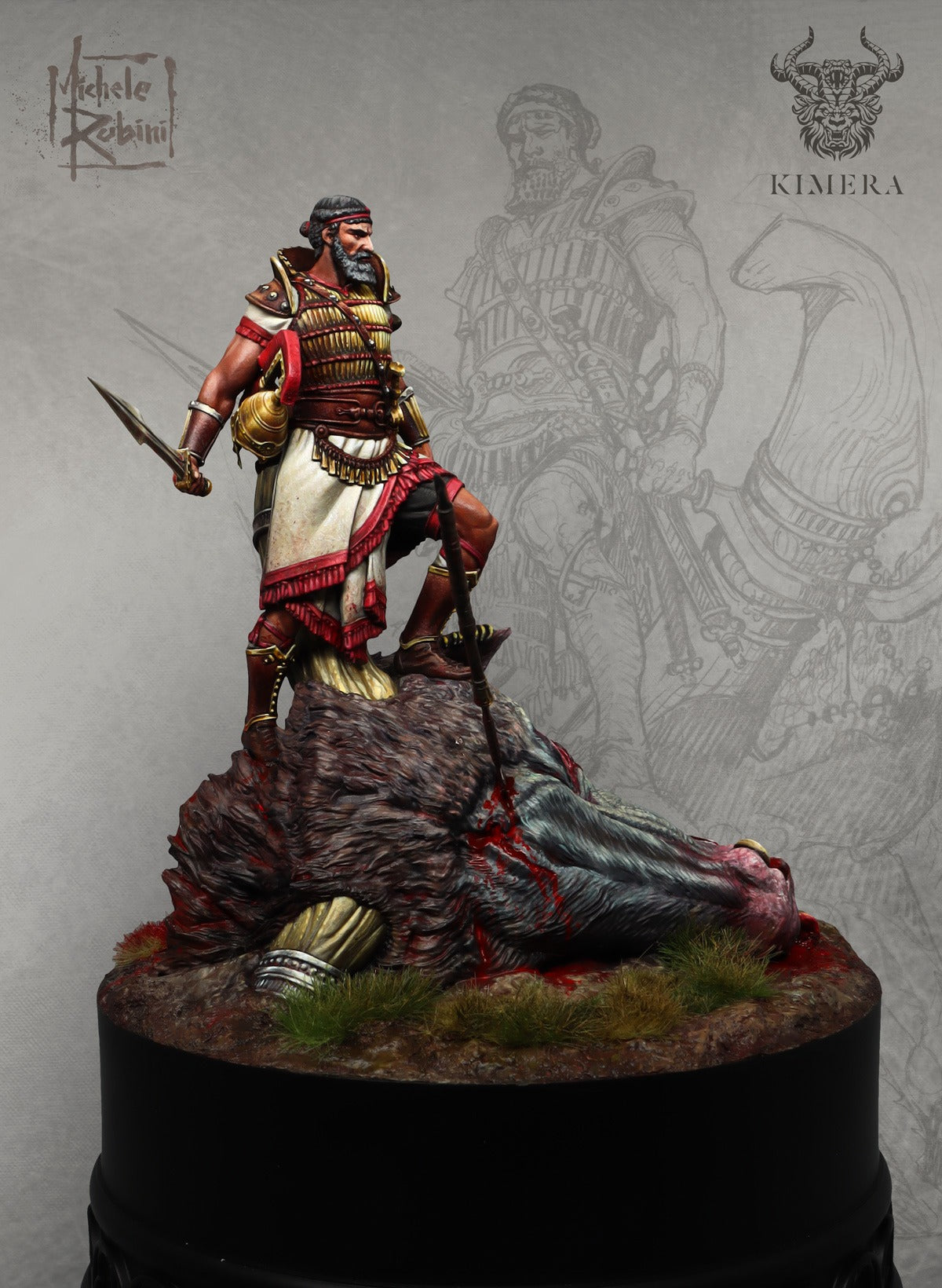 Gilgamesh painted, three-quarter