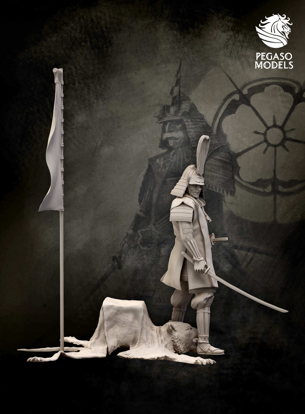 Oda Nobunaga Pegaso 90mm unpainted resin, right side