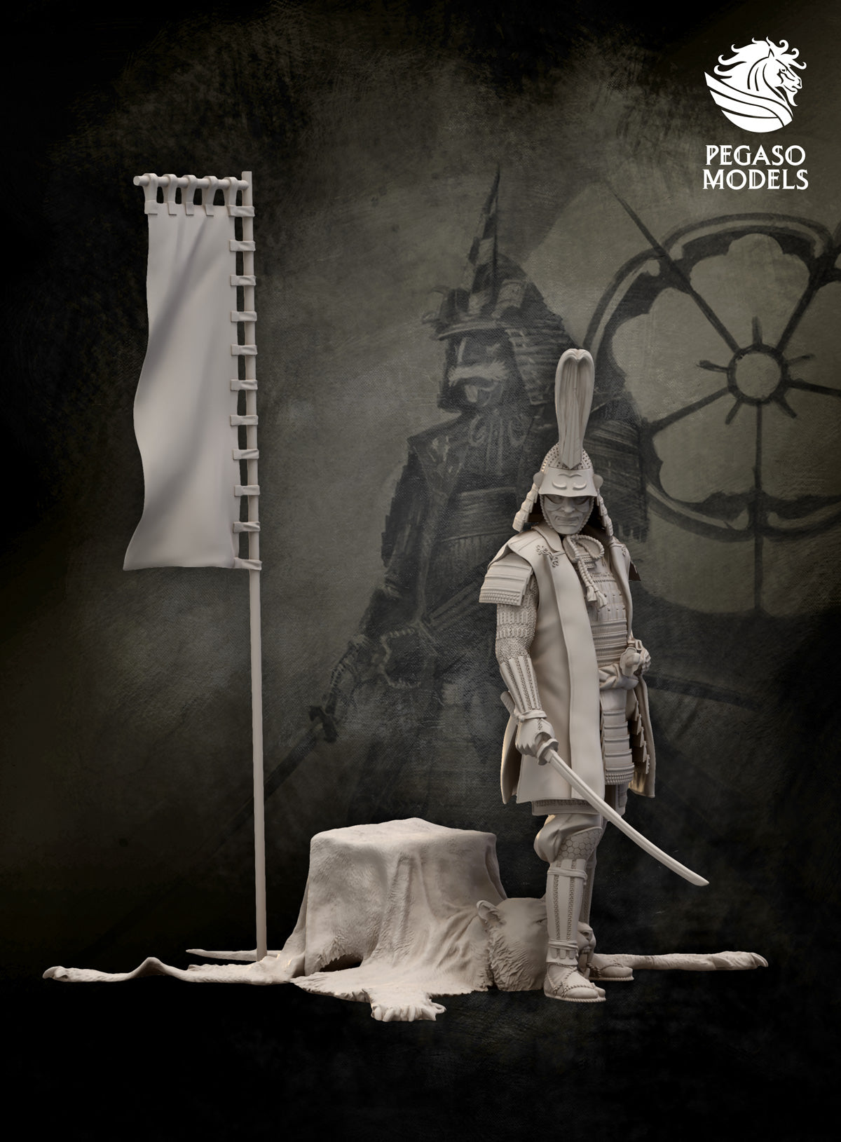 Oda Nobunaga Pegaso 90mm unpainted resin, left side