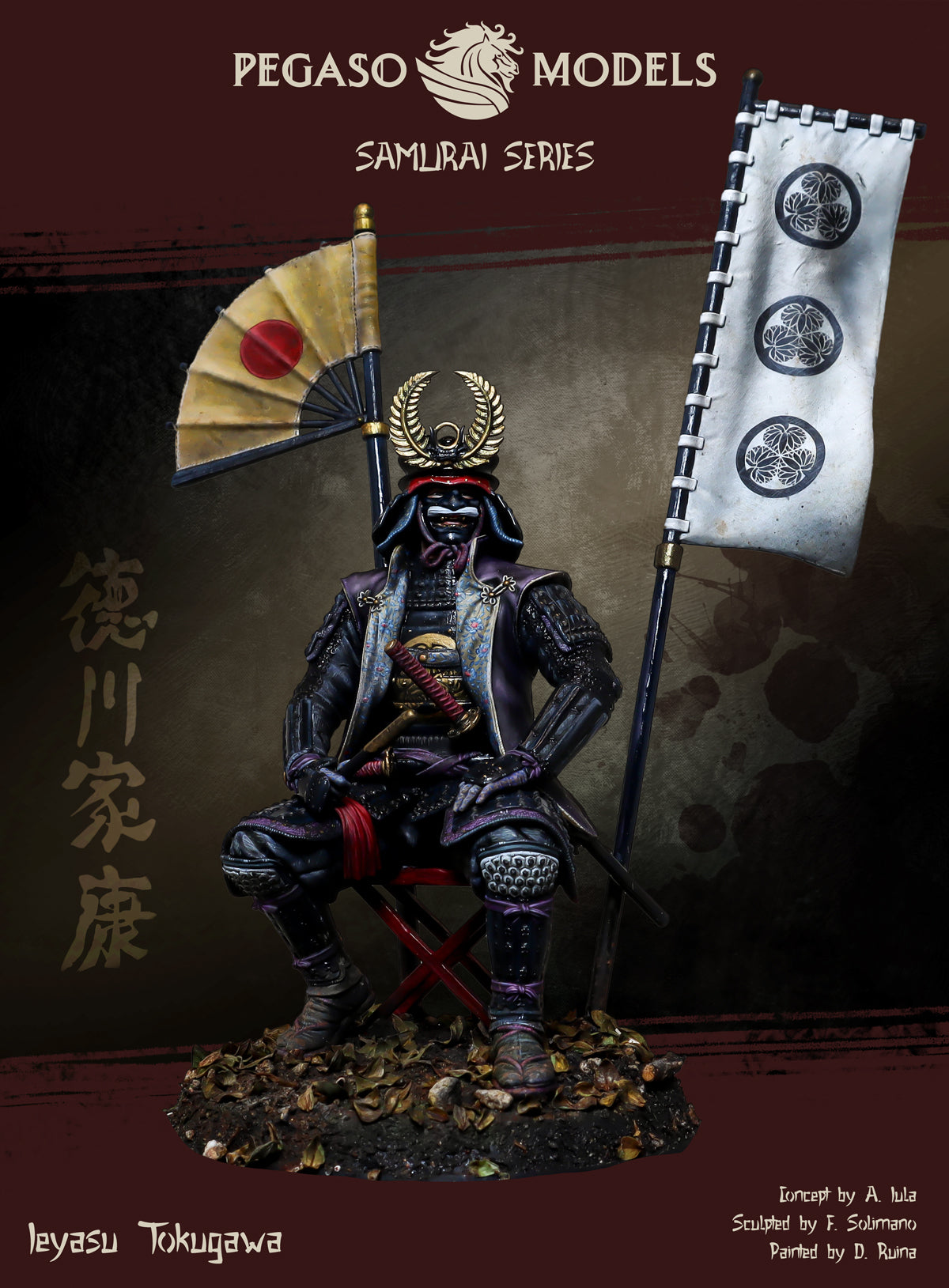 Ieyasu Tokugawa Pegaso 90mm painted, front
