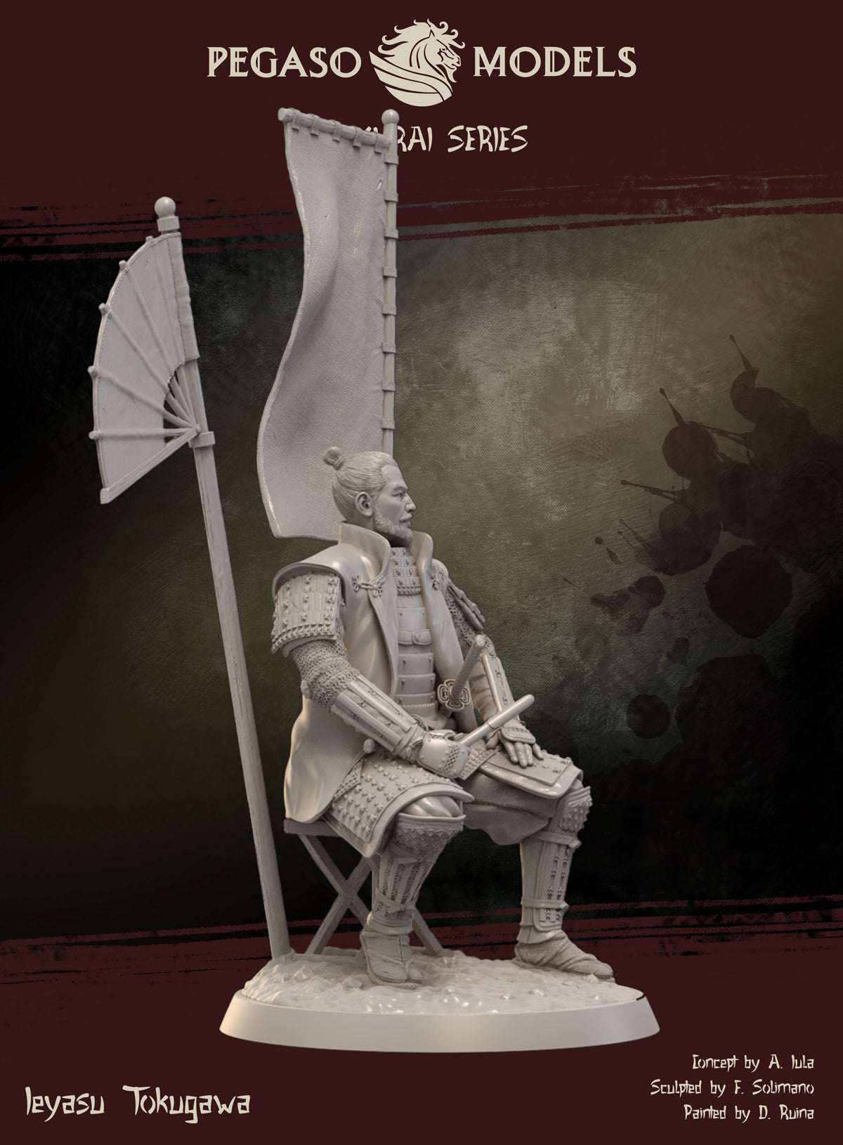 Ieyasu Tokugawa unpainted resin, full view