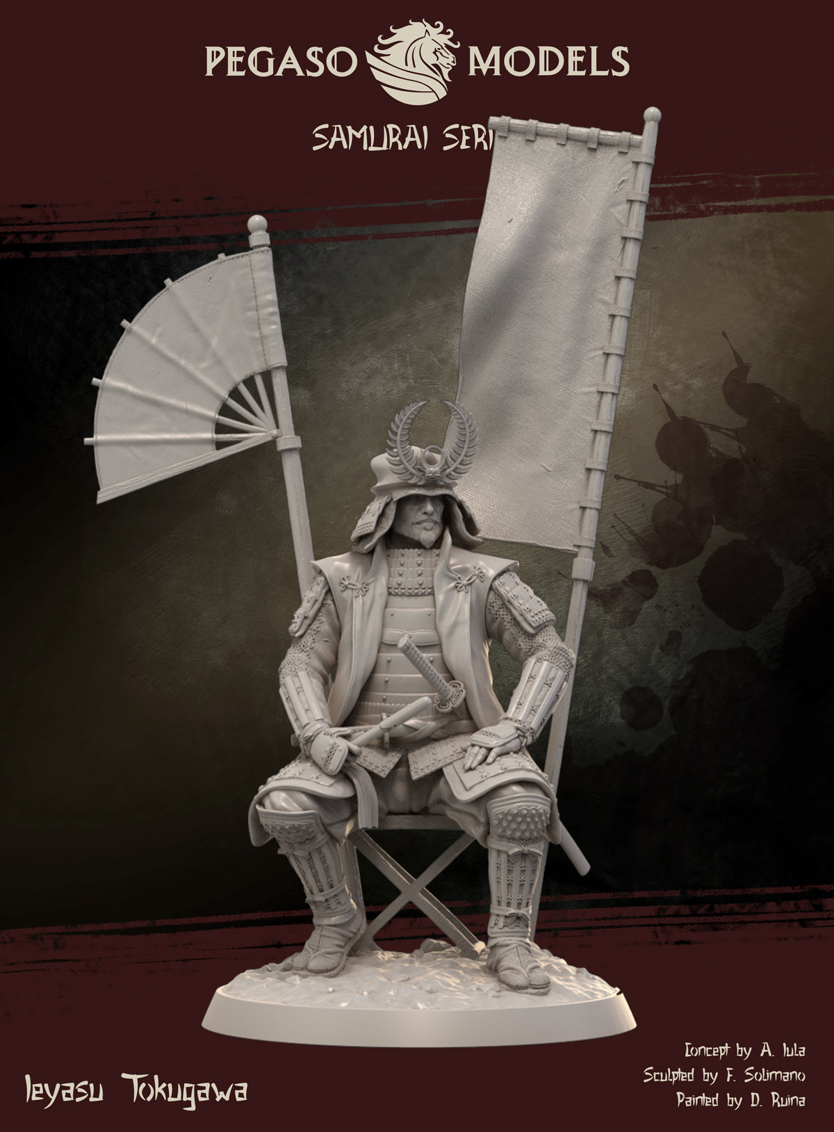 Ieyasu Tokugawa unpainted resin, side detail