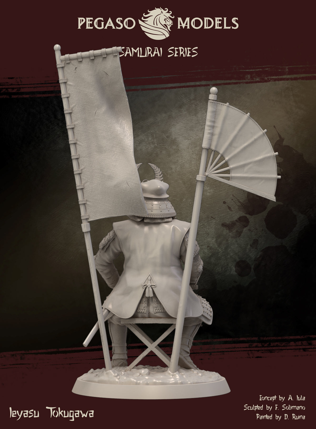 Ieyasu Tokugawa unpainted resin, back view